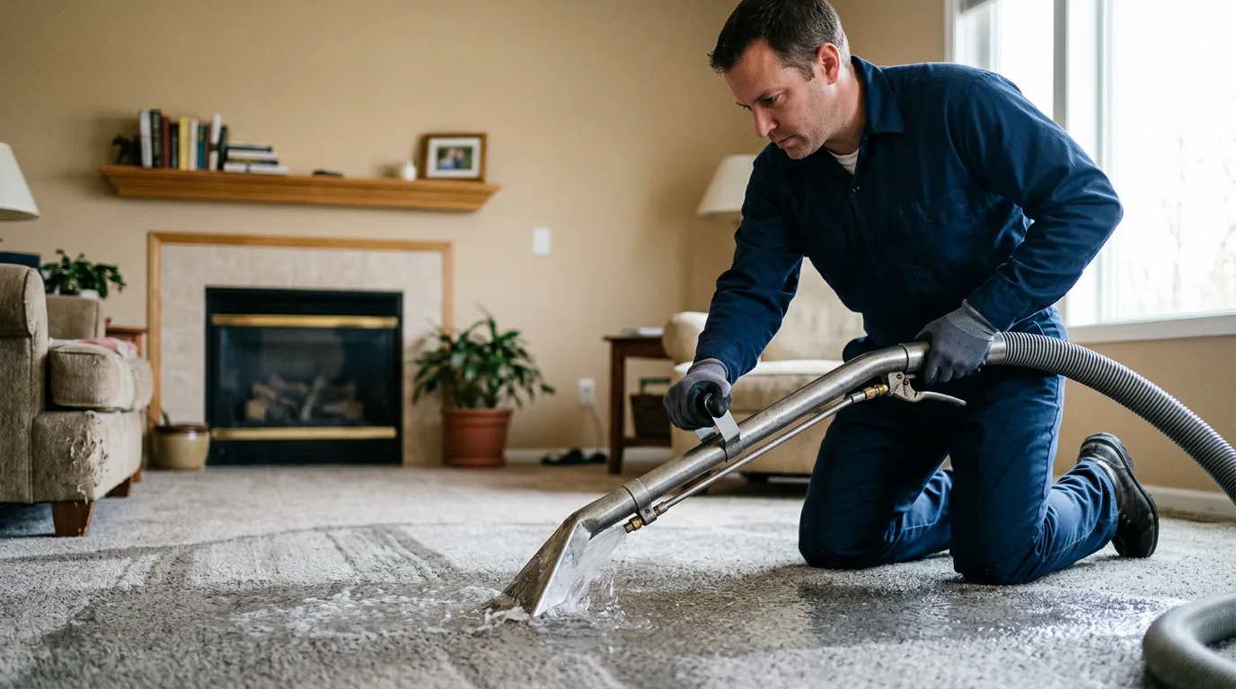 Water damage restoration technician working near Hornbeck, LA